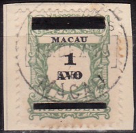 MACAU - 1910,  Selos De Porteado, Com Sobrecarga,  1 A.  D. 11 3/4 X 12  (Sobre Fragmento)  (o)  MUNDIFIL Nº 142 - Used Stamps