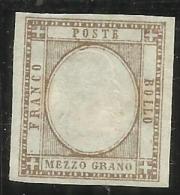 ANTICHI STATI ITALIANI ASI EMISSIONE PER LE PROVINCE NAPOLETANE 1861 : NAPOLI 1/2 MEZZO GRANO BISTRO BRUNO MH - Napels
