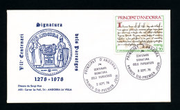 VII CENTENARIO DE LA FIRMA DE LOS PAREATGES   Edifil 290   Año 1978    -  MUY NUEVO  - - FDC