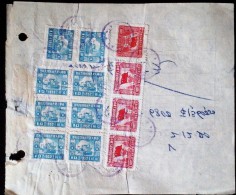 CHINA CHINE 1952.12.20   SHANGHAI DOCUMENT WITH  REVENUE STAMPS 10YUAN X8, 1000YUAN X4 - Storia Postale