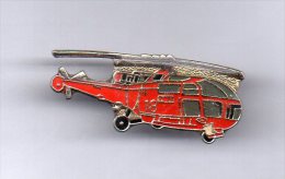 RARE Pin's  HELICOPTERE POMPIERS 18 époxy Version Argent - Firemen