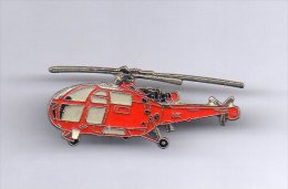 RARE Pin's  HELICOPTERE POMPIERS  époxy Signé BADGES IMPACT - Firemen