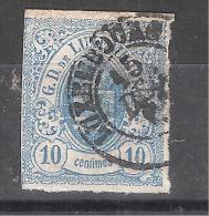 LUXEMBOURG, 1859, Armoiries, Yvert N° 6, 10 C Bleu Non Dentelé, Obl, TB, Cote 25 Euros - 1859-1880 Wappen & Heraldik