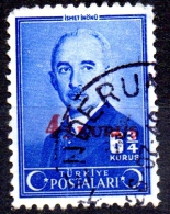 TURKEY 1945 President Inonu Surcharged -  41/2k. On 63/4k. - Blue  FU - Oblitérés