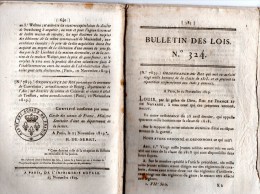 Delcampe - Bulletin Des Lois 324, Novembre 1819. Armée : Répartition Des Hommes De La Classe 1818 Selon Les Départements. - Décrets & Lois