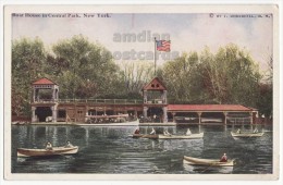 NEW YORK CITY NY CENTRAL PARK ~ BOAT HOUSE - BOATING ~ca 1910s Vintage Postcard  [5737] - Central Park