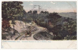 CHATTANOOGA TN  ~GOVERNMENT BOULEVARD~CREST OF MISSIONARY RIDGE~1907 Tennessee Vintage Postcard [5745] - Chattanooga