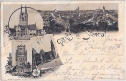 Gruss Aus STENDAL Braun Litho Vorläufer 29.11.1894 Gelaufen Rathaus Marien Und Domkirche - Stendal