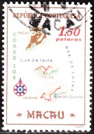 MACAU - 1956, Carta Geográfica De Macau, 1,50 P.  D. 12 3/4 X 13 3/4   (o)  MUNDIFIL  Nº 393 - Usati