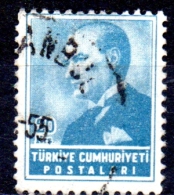 TURKEY 1955 Kemal Ataturk - 20k. - Blue FU - Oblitérés