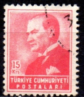 TURKEY 1955 Kemal Ataturk - 15k. - Red  FU - Used Stamps