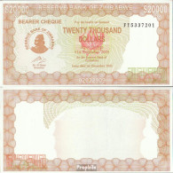 Simbabwe Pick-Nr: 23 (2005) Bankfrisch 2003 20.000 Dollars - Zimbabwe