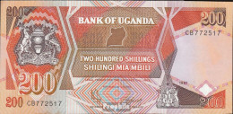 Uganda Pick-Nr: 32b (1991) Bankfrisch 1991 200 Shillings - Uganda