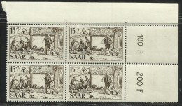 SAAR SAARLAND SARRE 1956 First Aid Station, Saarbrucken SUTAX FOR RED CROSS CROCE ROSSA BLOCK QUARTINA  MNH - Unused Stamps