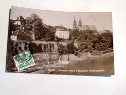 Carte Postale Ancienne : BASEL : Münster Pfalz & Deutsch Rittergarten, Timbre 1911 - Autres & Non Classés
