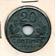 20c 1944 Zinc - 20 Centimes