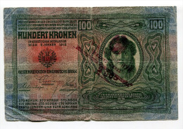 Serbie Serbia Ovp Austria Hungary Overprint  100 Kronen 1912 RARE !!! - Servië