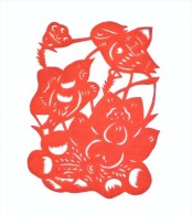 China Paper Cut 4#,bird And Flower,9.5X7.5cm - Carta Cinese