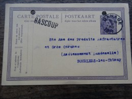 Griffe Bascoup Sur CP -obl Manage Le 09/12/1921 Vers Bourlers - Linear Postmarks