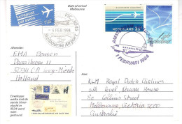 1984 Herdenkingskaart UIVERvlucht Naar Melbourne 1 Feb 1984 - Briefe U. Dokumente