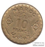 Marokko KM-Nr. : 49 1371 Vorzüglich Aluminium-Bronze Vorzüglich 1371 10 Francs Stern - Marokko