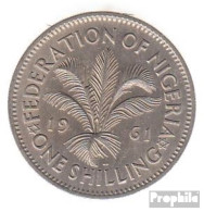 Nigeria KM-Nr. : 5 1962 Sehr Schön Kupfer-Nickel Sehr Schön 1962 1 Shilling Elizabeth II. - Nigeria