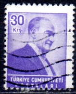 TURKEY 1955 Kemal Ataturk -  30k. - Violet   FU - Oblitérés