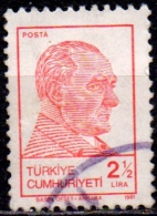 TURKEY 1981 Kemal Ataturk  - 21/2l Red On Grey FU - Gebruikt