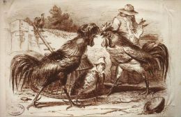 Dessin Gustave Doré - Combat De Coqs - Caille, Fermier, Poulailler - Animaux Humanisés - Photo - Dessins