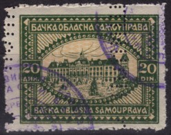 1930's Yugoslavia - Revenue, Tax Stamp - Backa / Bacska Region - Sombor Zombor - Officials