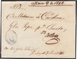 PREFI-339. CUBA SPAIN ESPAÑA. STAMPLESS.  1860. CORREO DE CABOTAJE.  LA HABANA A CARDENAS. SHIP “PEPA”. - Prefilatelia