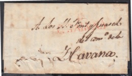 PREFI-331 CUBA. ESPAÑA SPAIN. STAMPLESS. 1835. SOBRE DE BARCELONA A LA HABANA. MARCA CATALUÑA EN ROJO. - Prefilatelia