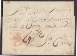 PREFI-354 CUBA. ESPAÑA SPAIN. MARITIME MAIL. STAMPLESS. CIRCA 1820. SOBRE DE GALICIA VIVERO  A SANTA CLARA. - Prefilatelia