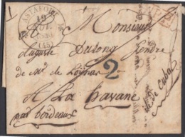 PREFI-355 CUBA. ESPAÑA SPAIN. STAMPLESS. 1840. SOBRE ASTAFORT A LA HABANA. MARCAS PP. FRANCE. FRANCIA. MARITIME MAIL. - Voorfilatelie