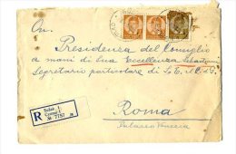 Busta Lettera Raccomandata Indirizzata Sebastiani Segretario Musssolini 1938 - Sonstige & Ohne Zuordnung