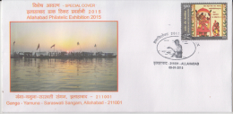 India  2015  Hinduism  Ganga - Yamuna - Saraswati  Sangam Allahabad Special Cover # 60125  Inde  Ind - Hindouisme