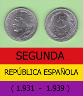 SPAIN / SECOND REPUBLIC Segunda República  (1.931 / 1.939)  5 CÉNTIMOS  1.937  IRON  KM#752  SC/UNC   DL-11.192 - 5 Centesimi