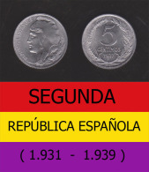 SPAIN / SECOND REPUBLIC Segunda República  (1.931 / 1.939)  5 CÉNTIMOS  1.937  IRON  KM#752  SC/UNC   DL-11.212 - 5 Centimos