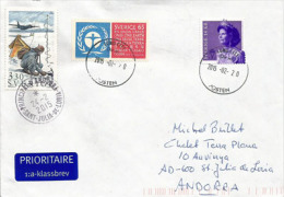 Belle Lettre De Lund (Suède, Recherche Polaire) Adressée En Andorre, Avec Timbre à Date Arrivée - Covers & Documents