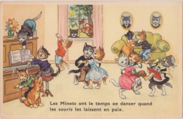 Cpa,1930,chats En Train De Danser,minets Apparence Humaine,salon,piano,fete, Printed In Belgium,rare - Cómics