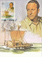 Radeau KONTIKI 1982 FDC SAO TOM2 NAVIGUATEUR - Andere & Zonder Classificatie