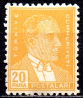 TURKEY 1931 Kemal Ataturk -  20pa. - Orange MNH - Unused Stamps