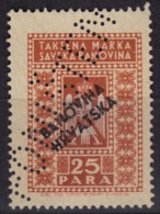 Yugoslavia - Savska / Hrvatska Banovina Overprint - 1940 Revenue, Tax Stamp - 25 P. - Used - Officials
