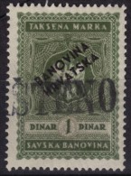 Yugoslavia - Savska / Hrvatska Banovina Overprint - 1940 Revenue, Tax Stamp - 1 Din. - Used - Service