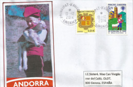 Enfants Andorrans En Costumes . Lettre Du Village D'Encamp, Adressée En Espagne - Lettres & Documents