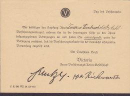 Germany Deutsches Reich VICTORIA Feuer Versicherungs Aktien Gesellschaft BREMEN 1937 Meter Card Karte BREMERHAVEN 2 Scan - Franking Machines (EMA)
