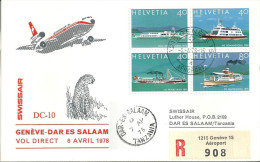 Luftpost   "Swissair Direktflug DC-10  Genève - Dar Es Salam"          1978 - Erst- U. Sonderflugbriefe