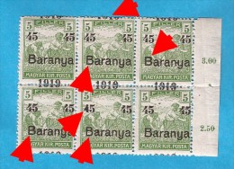 1919  BARANYA  UNGARN SERBIA JUGOSLAVIJA OVERPRINT MOVED INTERESSANT TYP I-TYP II NEVER HINGED - Baranya