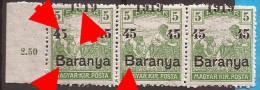 1919  BARANYA  UNGARN SERBIA JUGOSLAVIJA OVERPRINT MOVED INTERESSANT TYP I-TYP II NEVER HINGED - Baranya