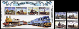 (136-137) Botswana  1991  Locomotives / Chemins De Fer / Railways / Eisenbahn  ** / Mnh  Michel 513-16 + BL 24 - Botswana (1966-...)